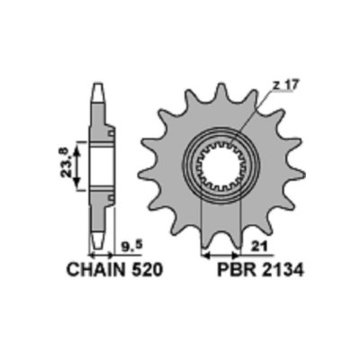 Фото Звезда передняя 520-13T PBR, Honda CRF450 02-26